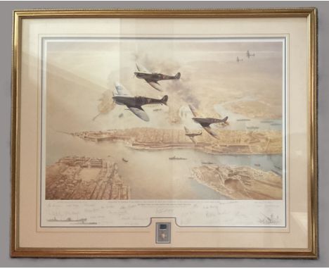 George Cross Island 60th Anniversary by John Young Limited 161 of 500, multi signed by 24 veterans Ivor Broom, Ian McGeoch, A