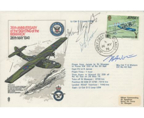 RARE 35th Anniv of the Sighting signed Pilot Lt Cdr John Moffat torpedo hit Bismarck 1941 who flew off HMS Ark Royal with 818
