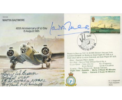B35 40th Anniv VJ - Day Signed Wg. Cdr. Laddie Lucas 249 Sqn WW11 ace. Also signed by Colonel Henry W Brown Army Air Force as