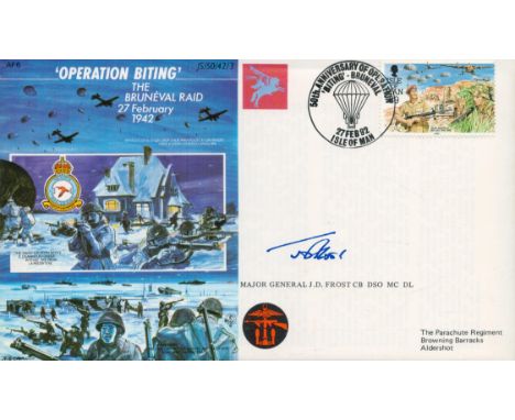 Major General J. D. Frost CB DSO MC DL signed OPERATION BITING THE BRUNEVAL RAID 27 February 1942. First day of issue 27 Febr