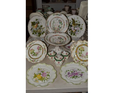 A George Jones & Co two-handled bread plate and tea plate, decorated with chrysanthemum type flowers, c. 1880; a part Victori