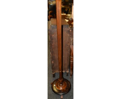 An early 20th century mahogany standard lamp, fluted column, c.1930