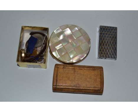 Ephemera - a lady's compact, lighter, brooches, wristwatch, bracelet;  etc