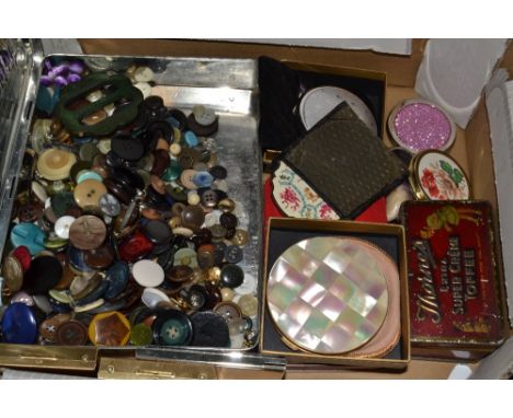 Boxes and Objects - an early 20th century mussel and white metal snuff box; a Stratton compact, carrying case, boxed; others;