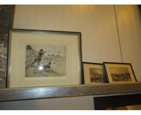 Henry Wilkinson Coloured Etching of a Game Shoot, along with Perth and Dundee Engravings 