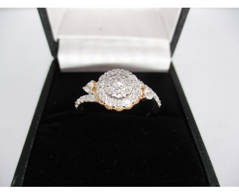 9ct Gold Diamond Large Cluster Ring 