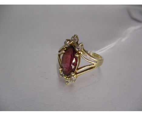 585 Gold Purple and White Stone Ring, Size O, 3.9g 