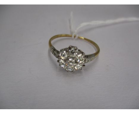 Diamond Cluster Flower Ring, Size P, 2.3g, hallmarks rubbed 