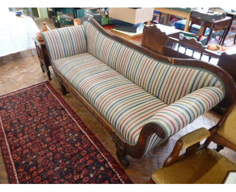 Regency mahogany scroll end sofa 