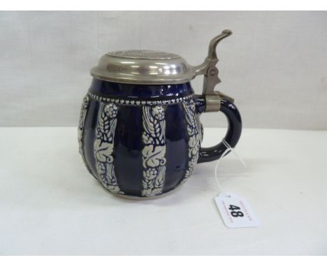 German salt glaze beer stein presented as a trophy to captain in the British Army at the end of world war II