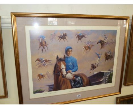 Signed Ltd edition racing print - Frankie Dettori's Ascot Sevens - B R Linklater