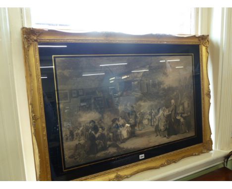 19thC Gilt frame print 'An English Merry - Making in the Olden Time' - W P Frith 
