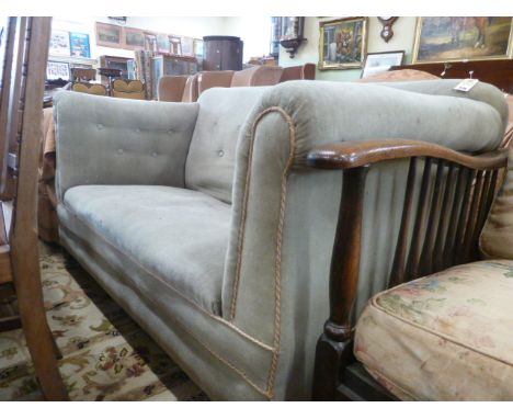 Early 20thC pale green velvet sofa 