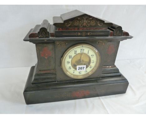 19thC Slate and marble mantel clock 