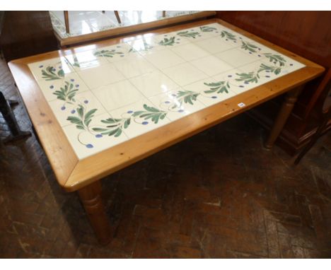 Italian pine tile top kitchen table - signed Nicola Fasano - Grotiaglie, Italia 