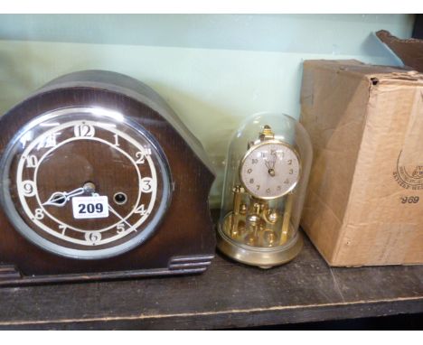 1930's Oak mantel clock and 400 day dome clock