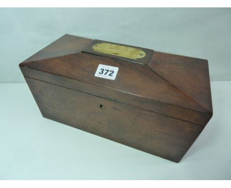 19thC rosewood sarcophagus shape tea caddy 