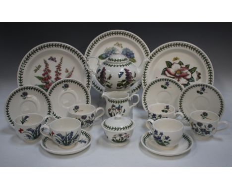 A group of Portmeirion Botanic Garden pattern tablewares and glasses, comprising eight dinner, dessert and side plates, eight