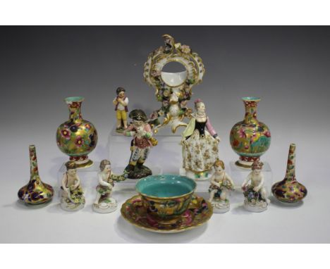 A mixed group of English and Continental pottery and porcelain, late 18th century and later, including a Paris porcelain figu