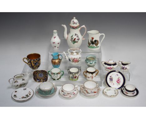 A group of miniature porcelain tablewares, including a Coalport Titania pattern five-piece set, comprising two-handled sugar 