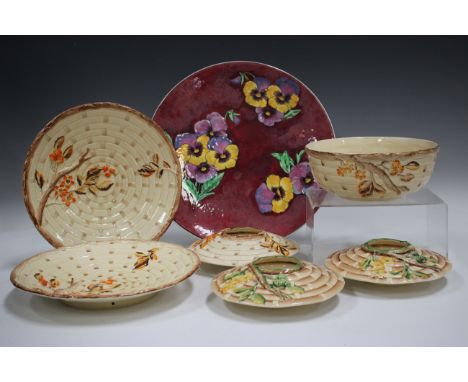 A mixed group of decorative and collectable pottery and porcelain, 19th and 20th century, including six pieces of Myott, Son 