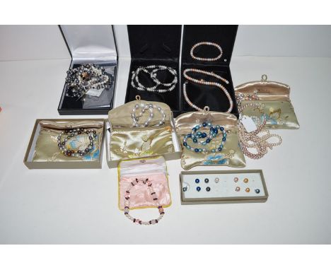 A quantity of Honora Collection cultured pearl necklaces; etc., some with gold clasps.