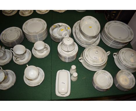 A contemporary Noritake dinner service and tea set, pattern "Melissa" 3080, comprising: of bowls, tureens, dinner plates, mea