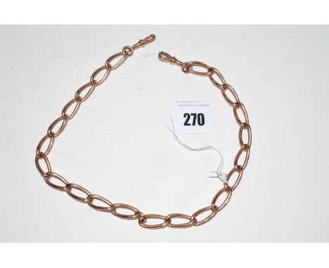 A 9ct. rose gold twisted oval pattern link watch chain, 52grms.