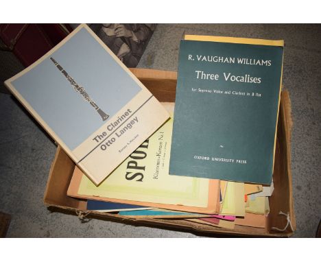A quantity of clarinet sheet music.