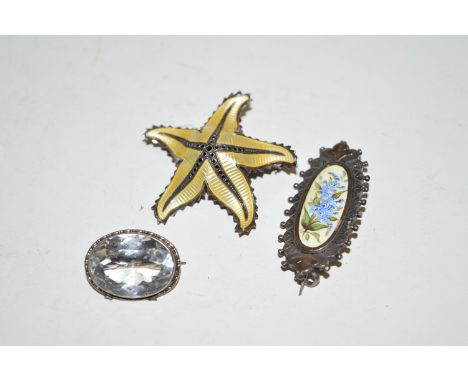 An enamelled silver Norwegian starfish pattern brooch, by Ivar T. Holth, Oslo; together with another enamel silver brooch; an