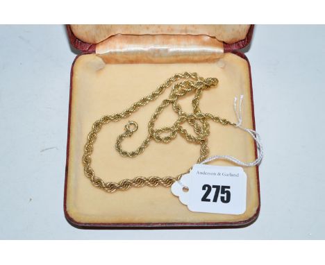 A 9ct. yellow gold graduated twisted chain necklace, 13grms.