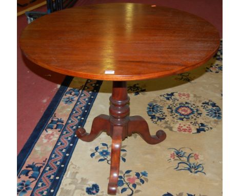 A 19th century mahogany circular tilt-top pedestal tripod table, dia.89cm