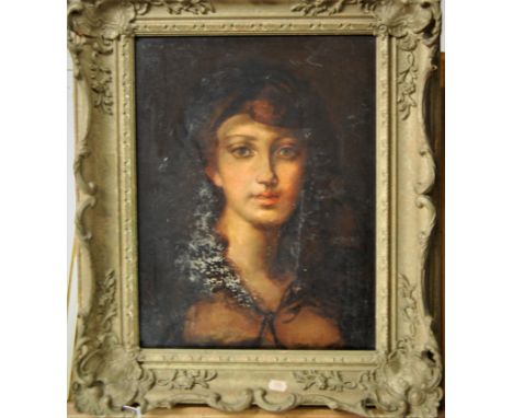 19th century French school - Bust portrait, oil on canvas (re-lined), 44 x 33cm