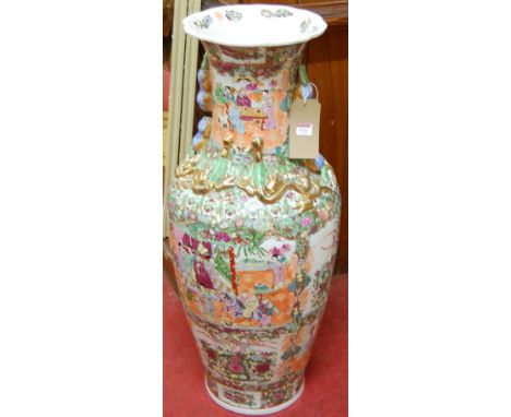 A modern Chinese floral enamel and gilt decorated baluster form floor vase, height 91cm