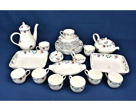 A Poole Pottery part tea / coffee and dinner service from the Concert collection in the Cranborne pattern comprising of Teapo