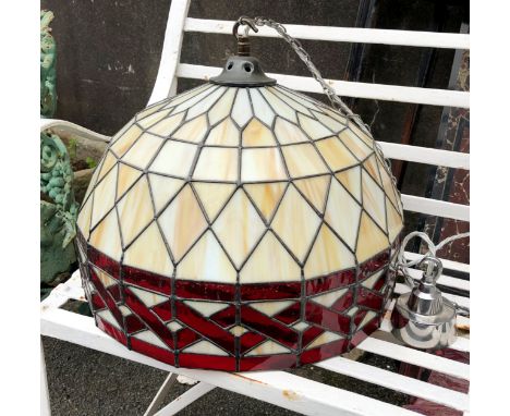 A stained glass ceiling light, 16¼in. diameter 