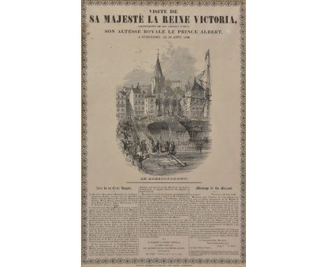 A framed print depicting the visit to Guernsey of Her Majesty Queen Victoria with her husband His Royal Highness Prince Alber