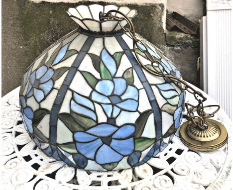 A Tiffany style stained glass hanging ceiling light  