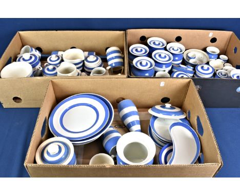 A very large quantity of various blue &amp; white striped Cornishware and other dinnerware of the same design comprising of C