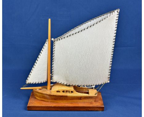A mid century wooden sailing boat table lamp. 