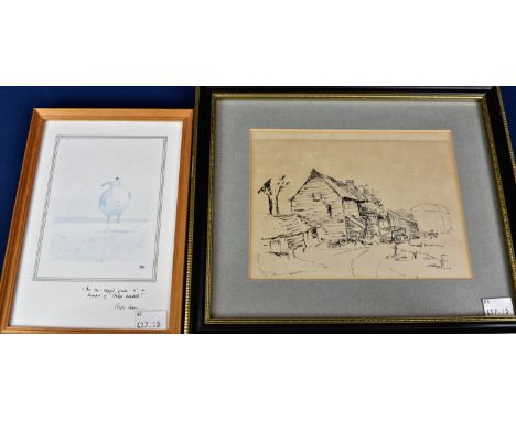 Sir Hugh Casson PRA: A print of a seagull signed and annotated 'The one legged gull is a symbol of help needed! Hugh Casson';