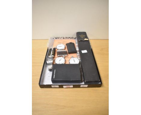 A miscellaneous selection of items comprising of three Misalla pocket stopwatches, four vintage lighters one being a Ronson m