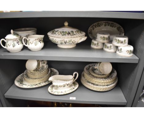 A selection of Royal Worcester 'Lavinia' pattern dinner wares, various plates, ramekins, gravy boat, cups and bowl, including