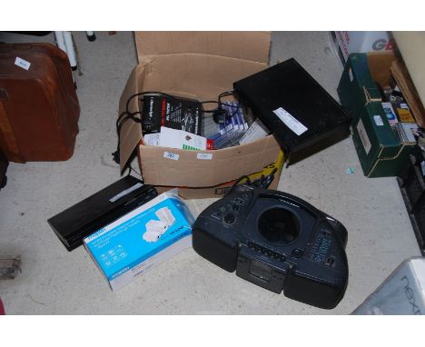 A "Sony" radio CD player plus a "Sony" CD/DVD player and a V200 power line adapter.