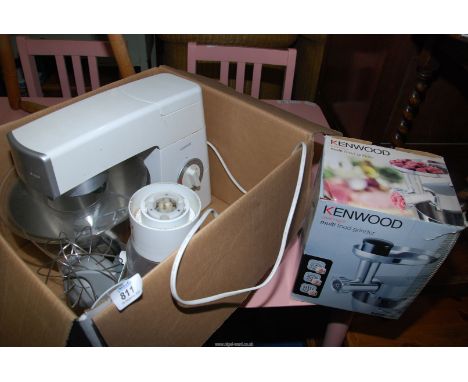 A 'Kenwood' mixer with attachments and food grinder (boxed).