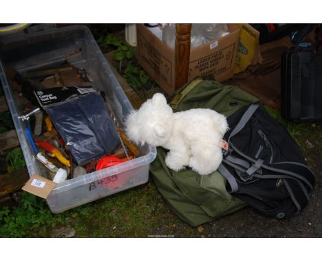 A tray of assorted tools, kit bag etc.