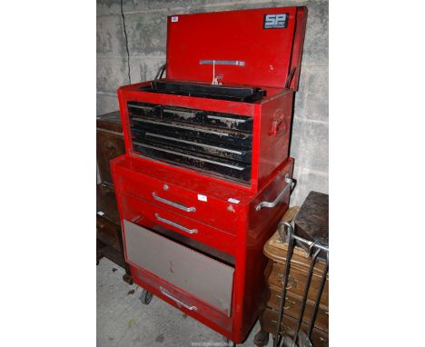 A "Sykes Pickavant" two stage tool box on castors, and a "Beack" tool chest on castors with key. 