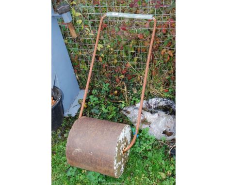 A homemade garden roller.