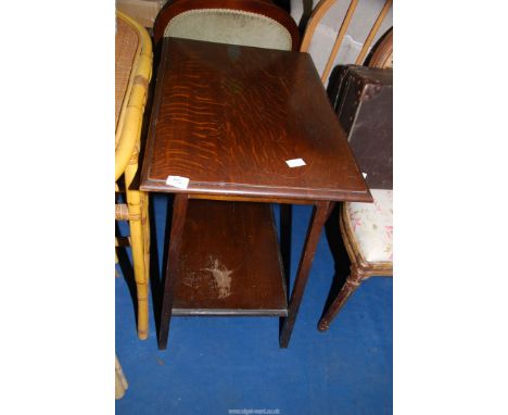 A rectangular occasional table with lower shelf, 26" wide x 18" depth x 29" high.