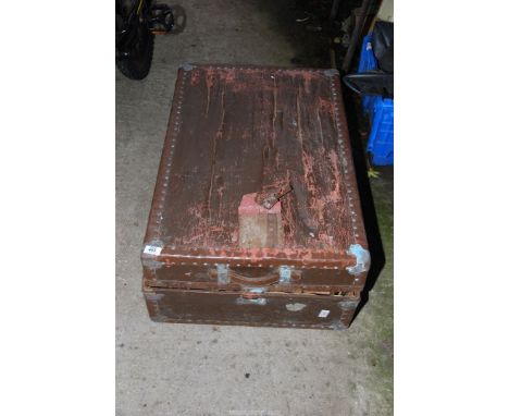 A metal bound trunk.